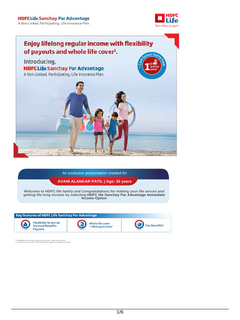 HDFC Life Sanchay Par Advantage Overview | PDF | Life Insurance | Insurance