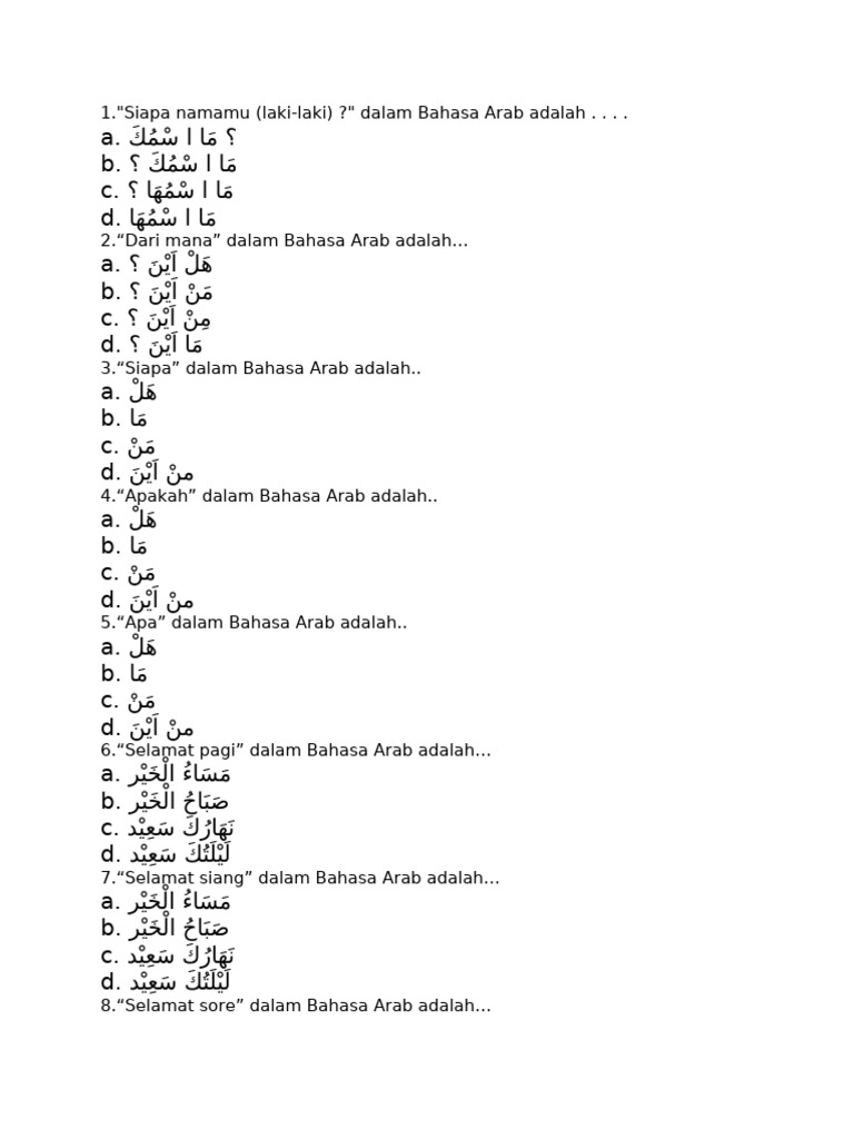 Frasa Dasar Bahasa Arab untuk Pemula | PDF