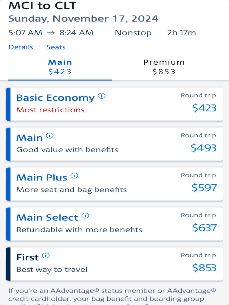 MCI to CLT Nonstop Flights & Prices | PDF
