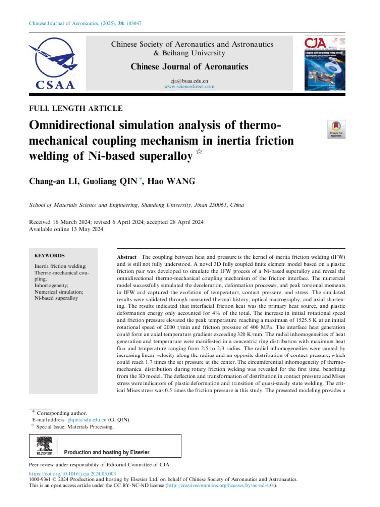 Omnidirectional Simulation Analysis of Thermo Mechanical 2025 Chinese ...