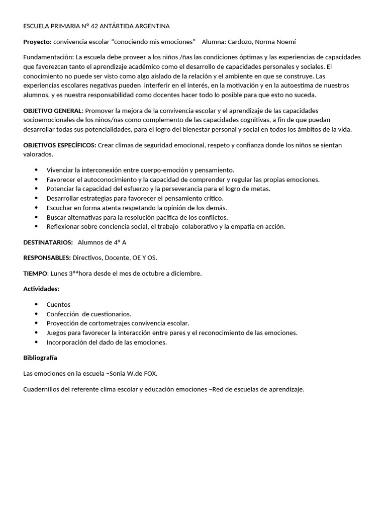 Mejora de la Convivencia Escolar Emocional | PDF
