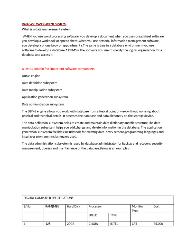 Database Management System Overview | PDF