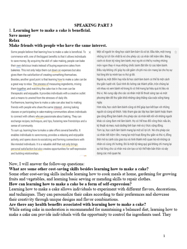 SPEAKING PART 3 | PDF | Educational Technology | Healthy Diet