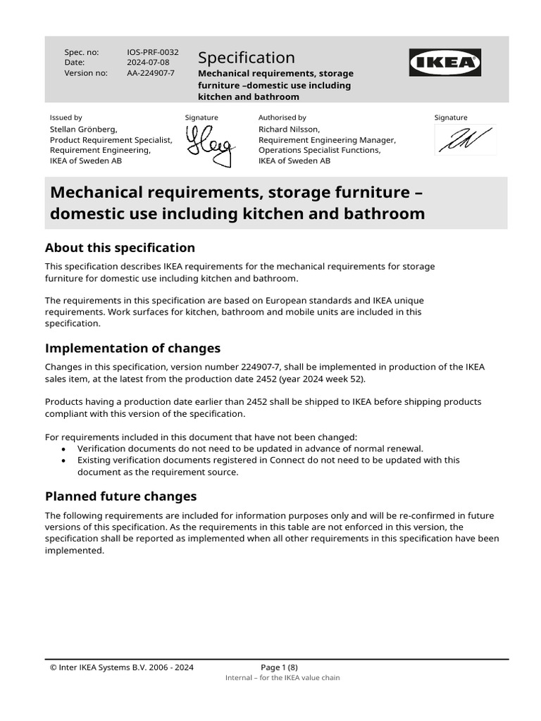 Mechanical Specs for IKEA Storage Furniture | PDF | Specification ...