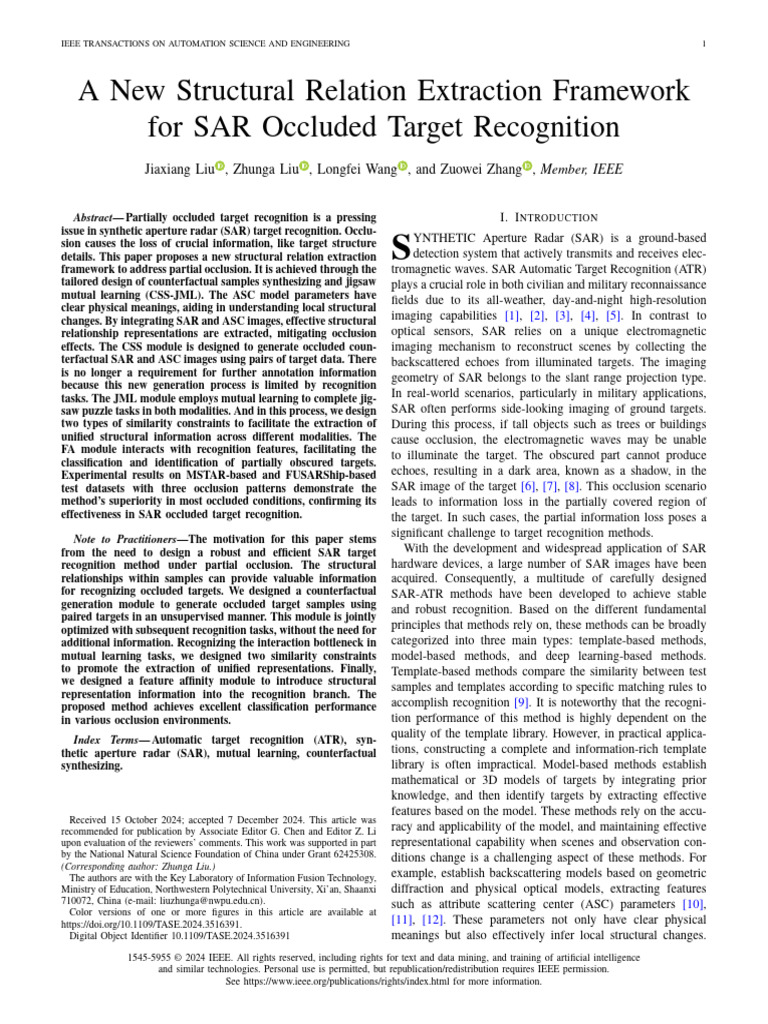 SAR Occluded Target Recognition Framework | PDF | Deep Learning