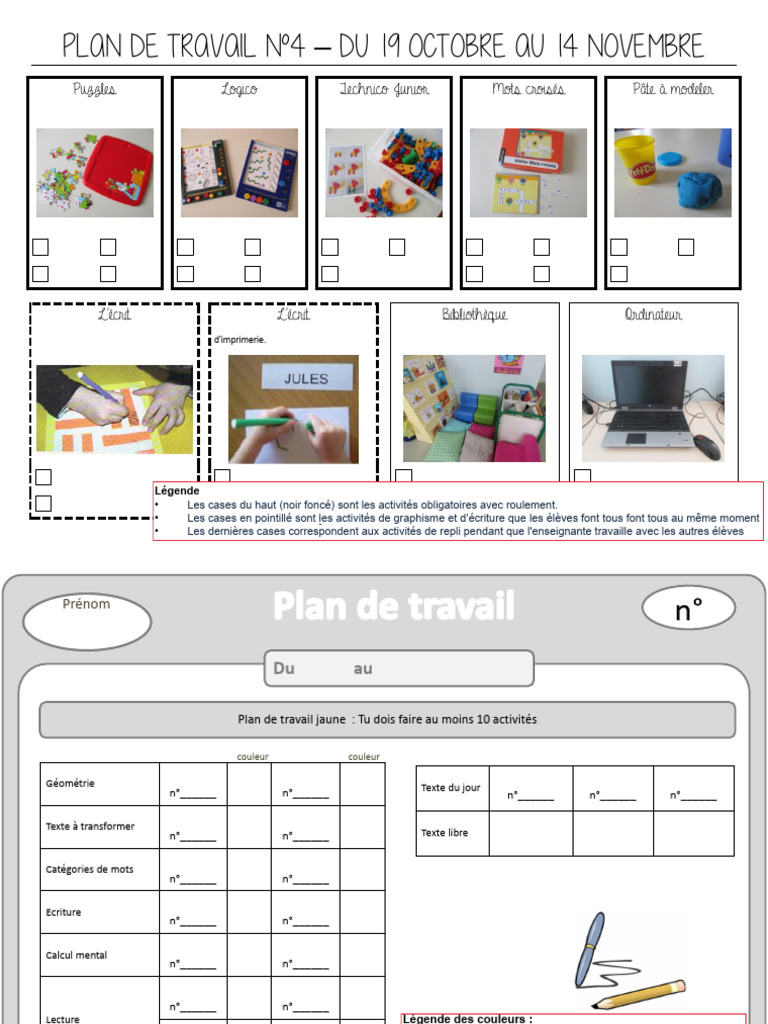 Plan de travail : Grande Section 2017-2018 | PDF | Écriture | Graphisme