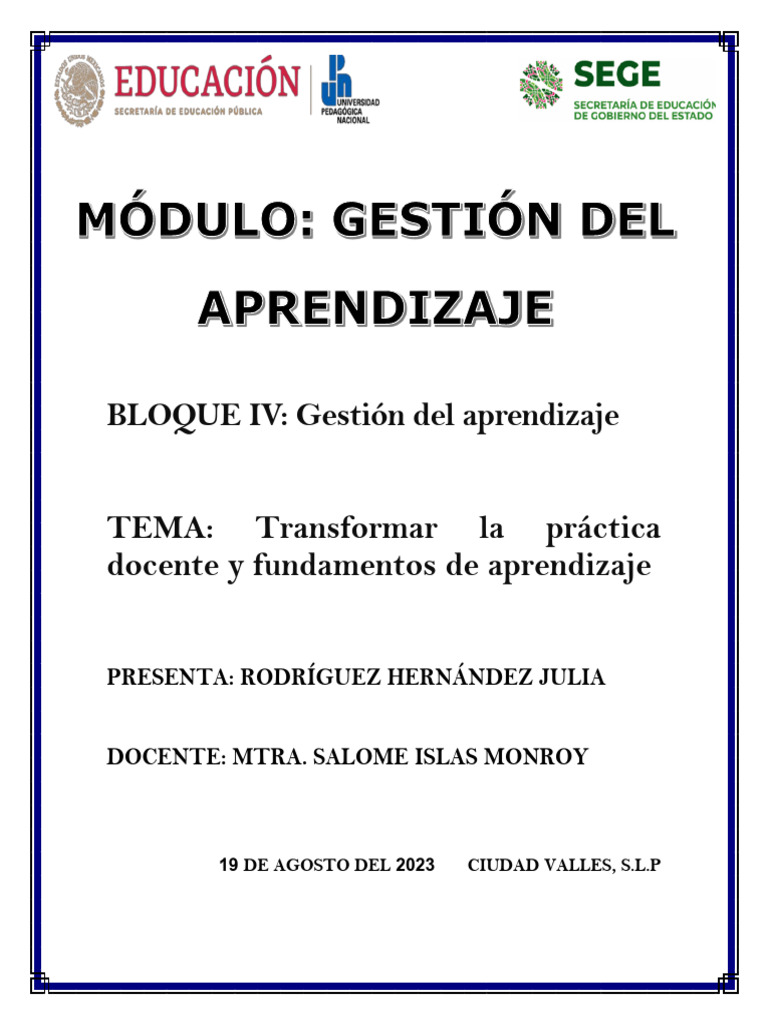Transformación de la Práctica Docente | PDF | Maestros | Enseñando