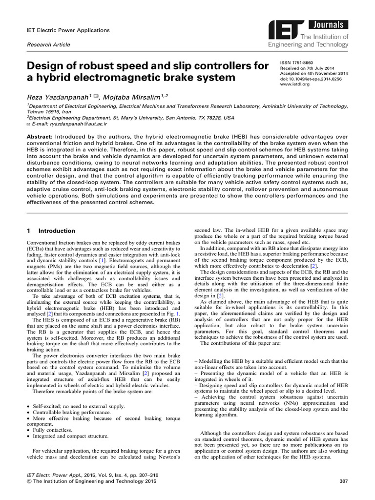 Robust Control for Hybrid Electromagnetic Brakes | PDF | Control Theory ...