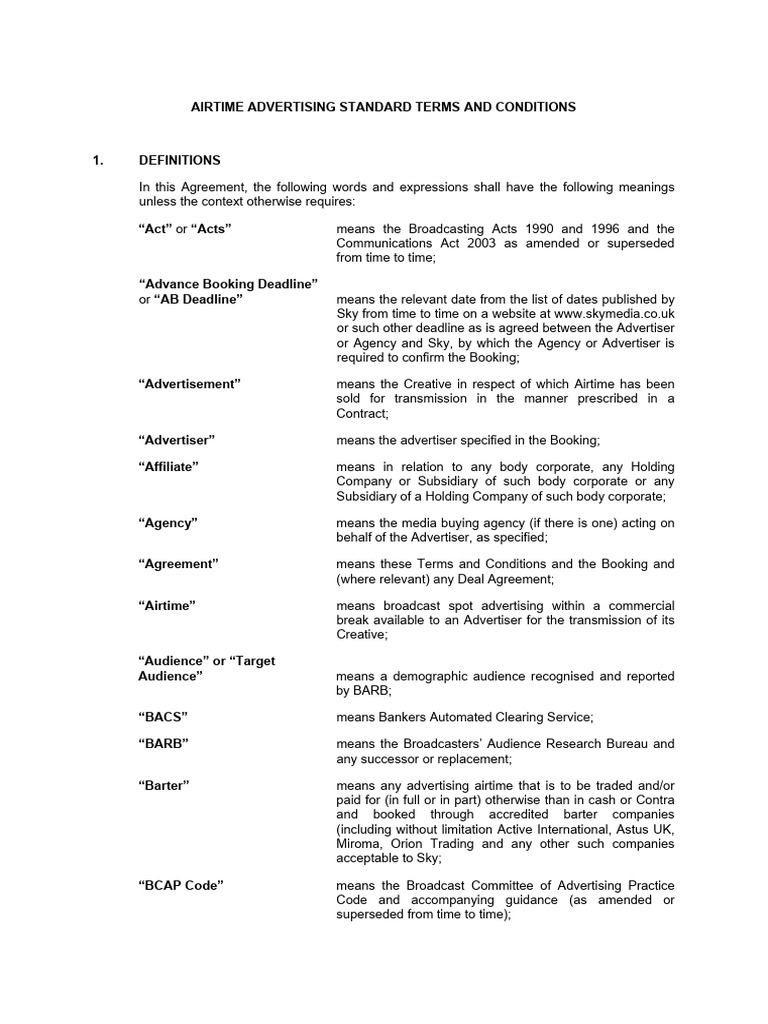 Airtime Advertising Terms Conditions | PDF | Payments | Audit