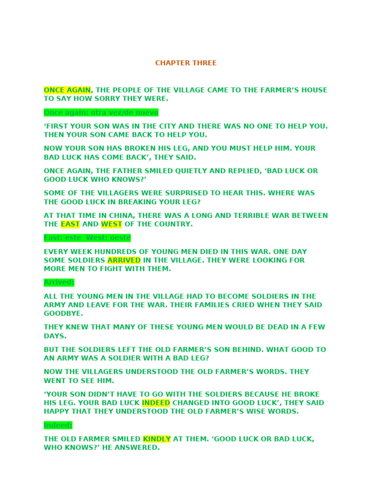A Beautiful English Story Chapter Three | PDF