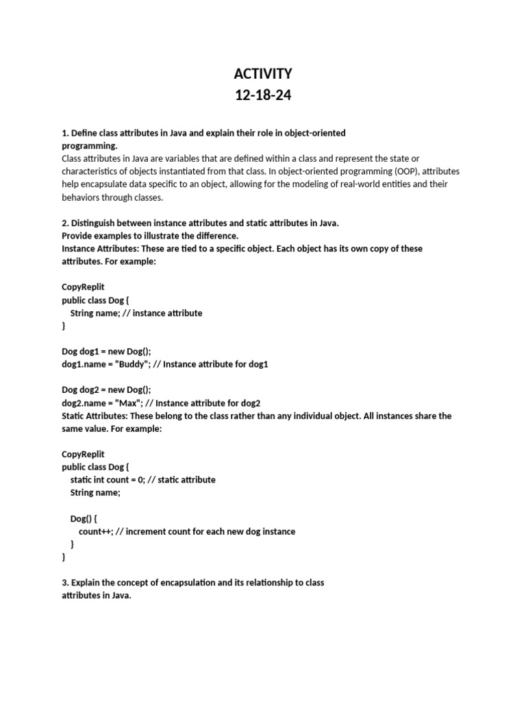 Activity12 18 24 | PDF | Class (Computer Programming) | Programming