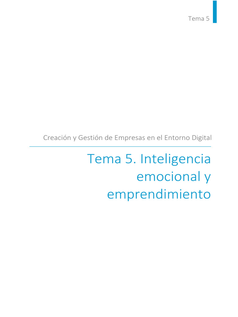 Tema 5. Inteligencia Emocional y Emprendimiento | PDF | Las emociones ...