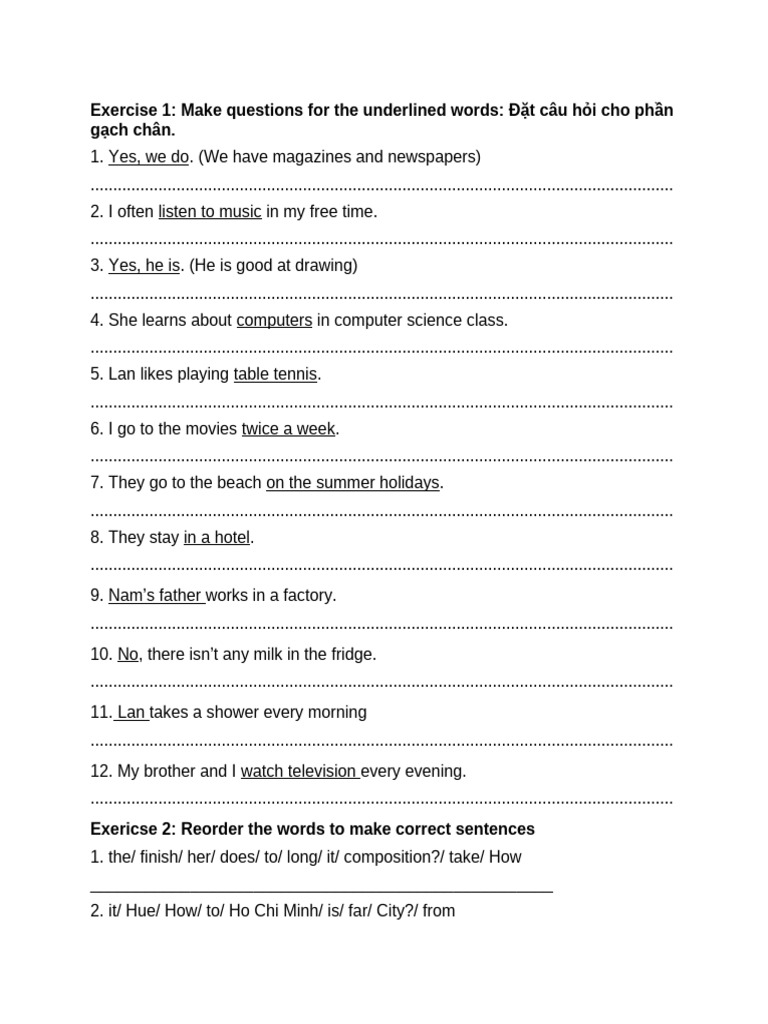 English Question Formation Exercises | PDF