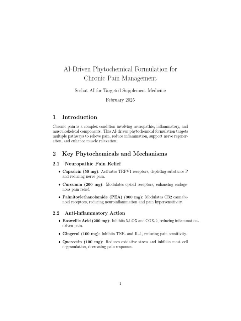 AI Driven Phytochemical Formulation For Chronic Pain Management | PDF ...