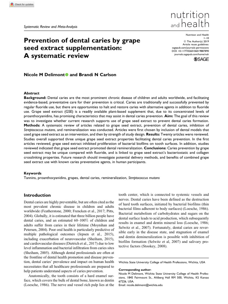 Grape Seed Extract for Dental Caries Prevention | PDF | Tooth Enamel ...