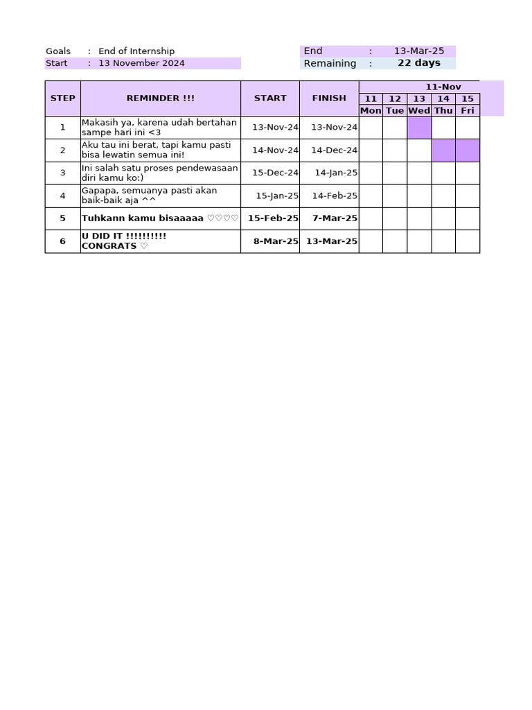 Gantt Chart Internship | PDF