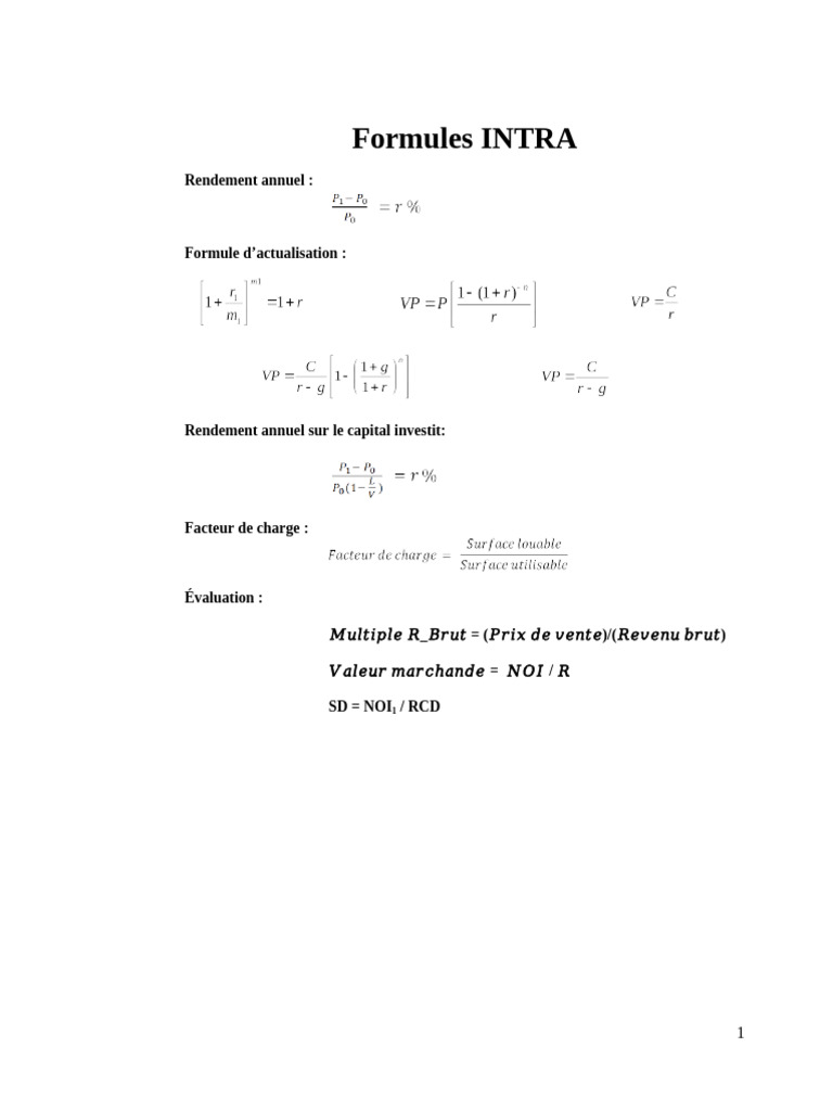 Formule d'Actualisation et Rendement | PDF