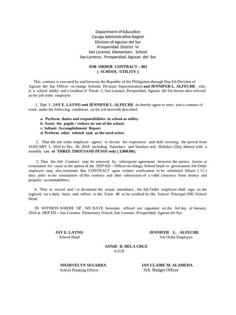 Job Order Contract 1 | PDF | Employment