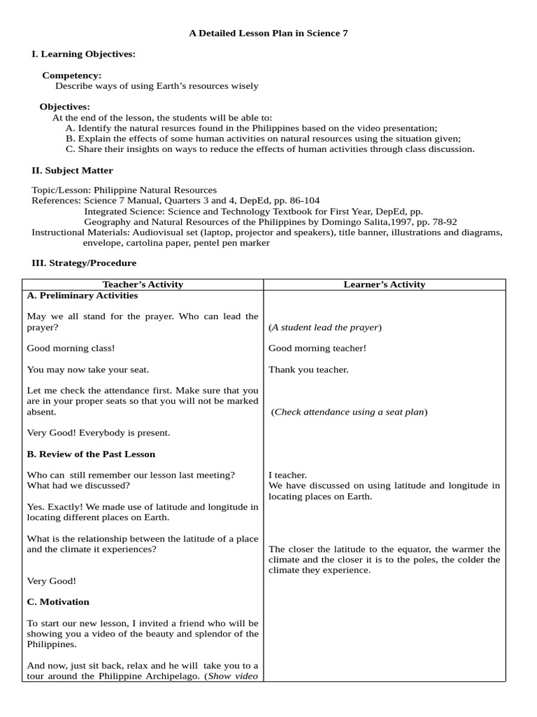 Sample Lesson Plan in Science Grade VII - Docx-Emily | PDF | Fuels | Water