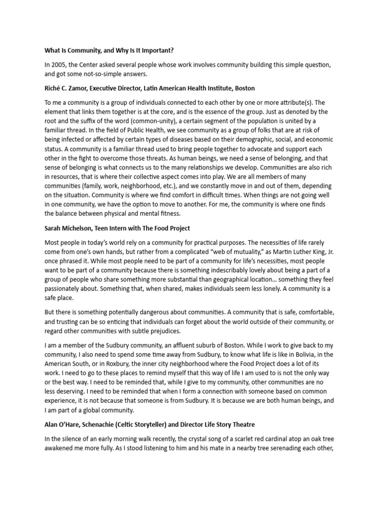 What is community and why is it important pdf community