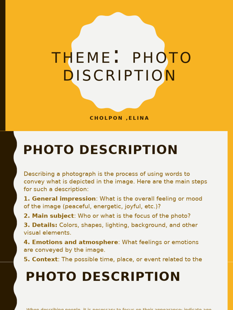 How to Describe a Photograph | PDF