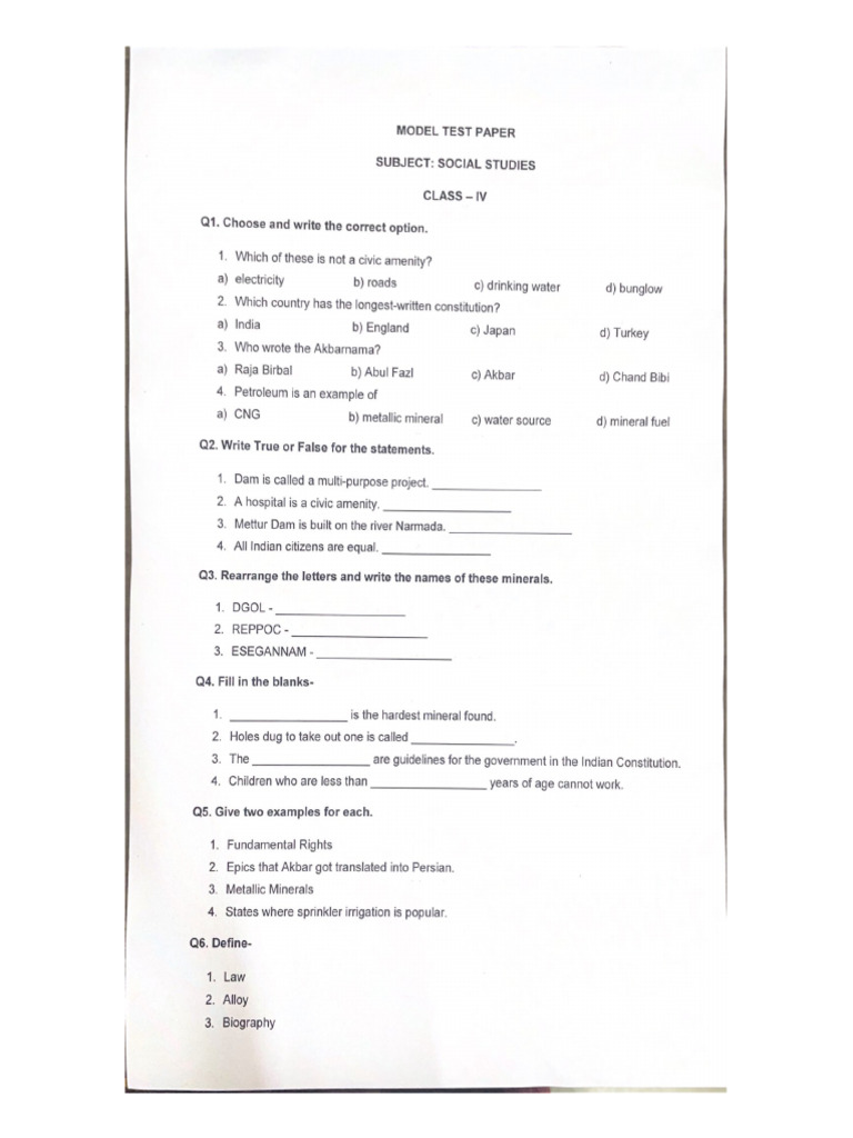 Model Test Paper | PDF