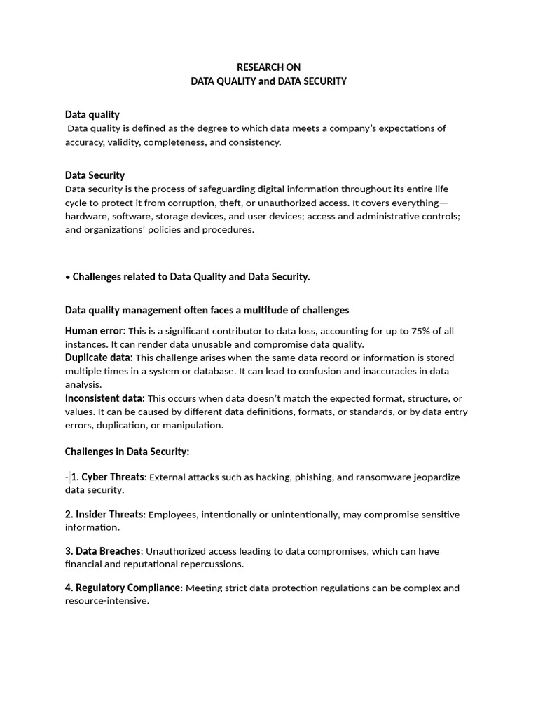Data Quality and Security Challenges | PDF | Computer Security | Security