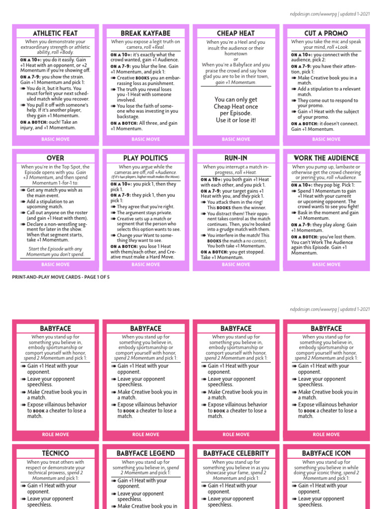 WWW2E Move Cards | PDF | Professional Wrestling | Mock Combat