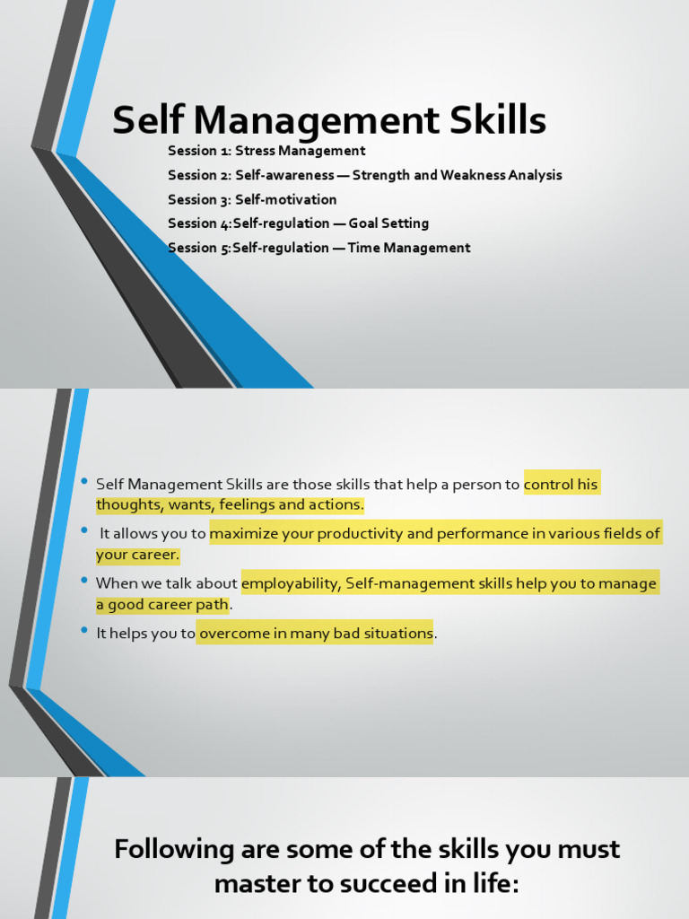 Unit 2 Self Management Skills | PDF | Stress (Biology) | Stress Management