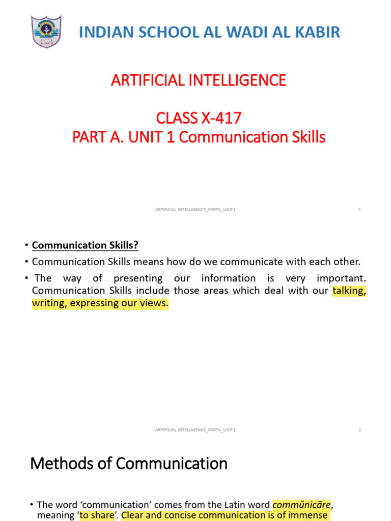 Communication Skills in AI | PDF | Communication | Nonverbal Communication