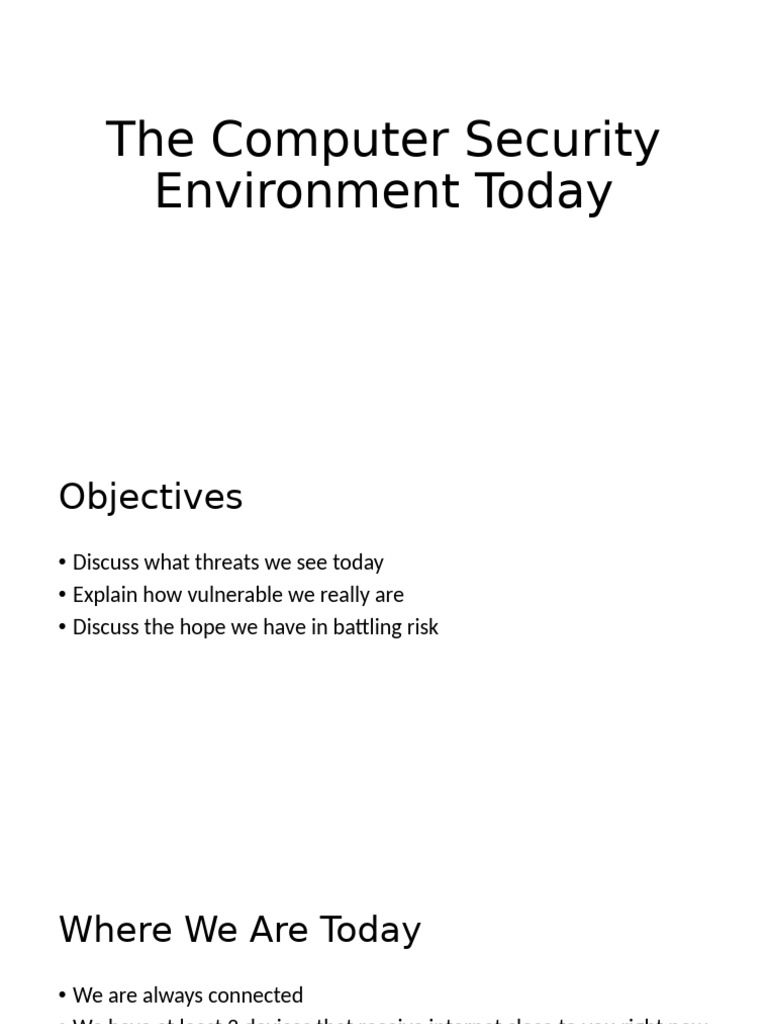 The Computer Security Environment Today | PDF | Computer Security ...