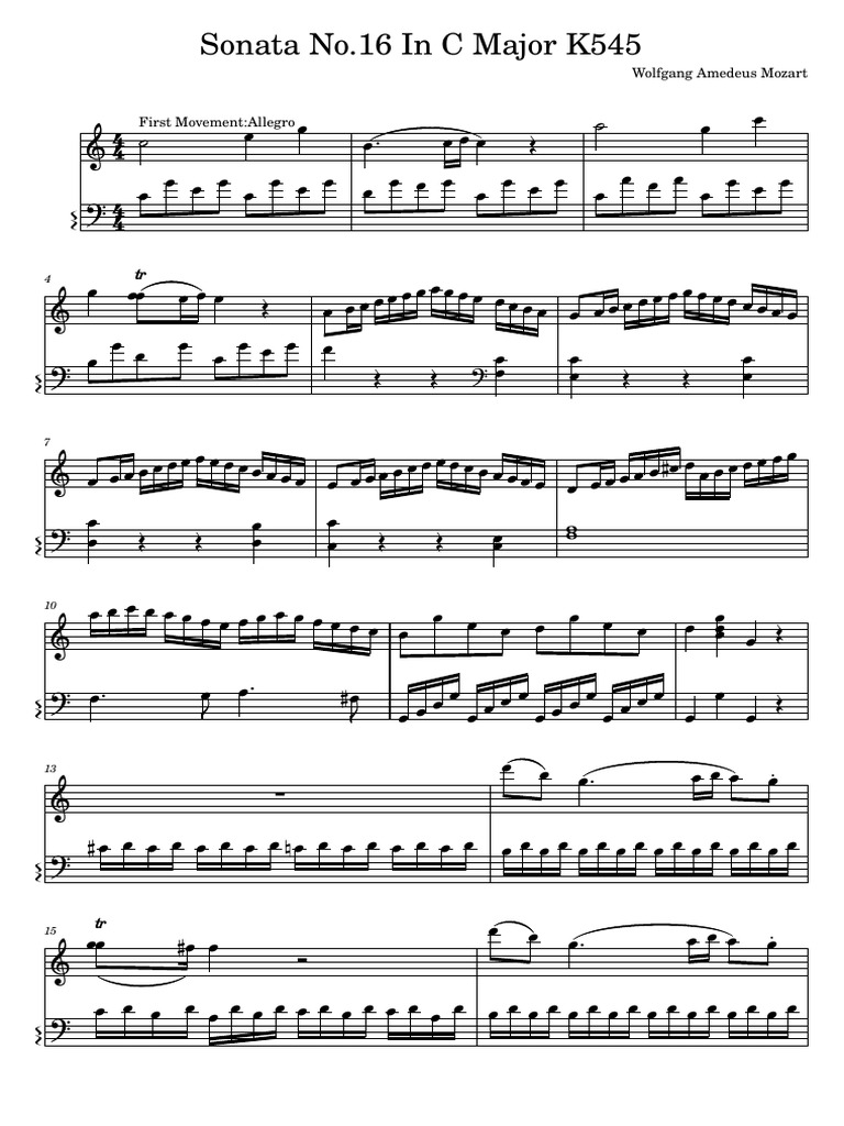 Mozart's Sonata K545: First Movement | PDF | Musical Compositions ...