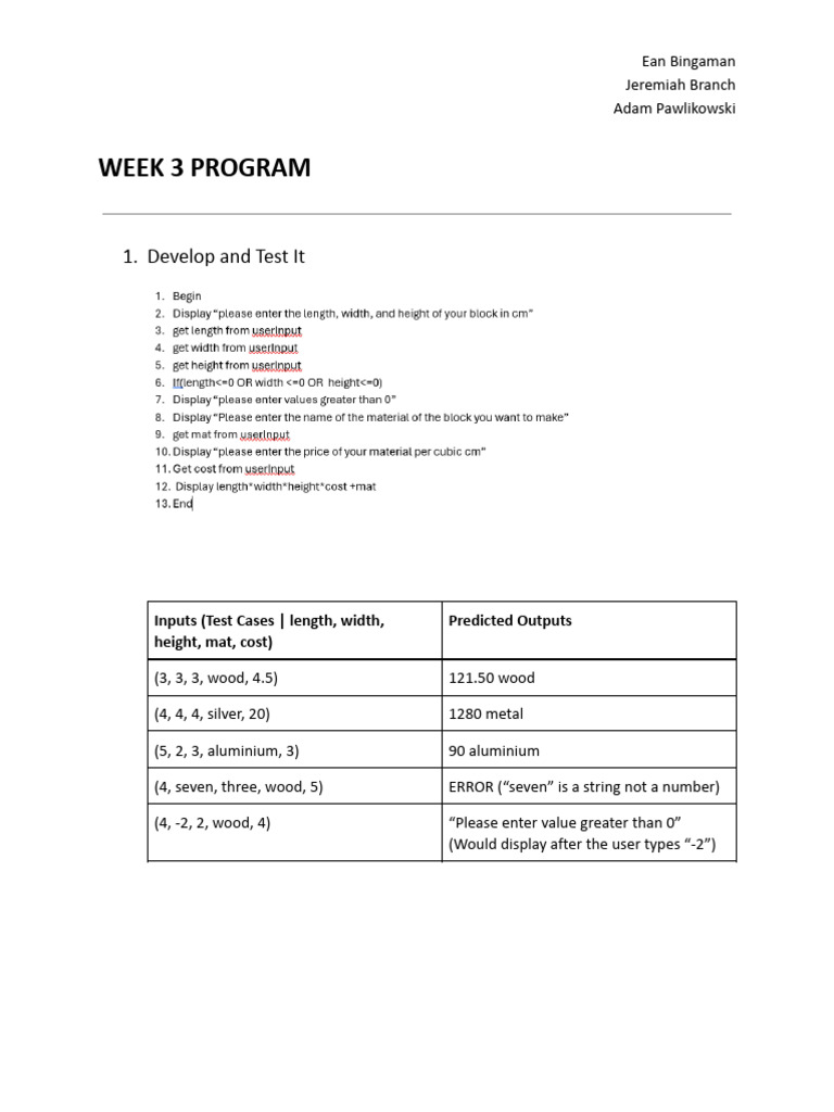 Week 3 Program: Testing & Calculating | PDF | Applied Mathematics