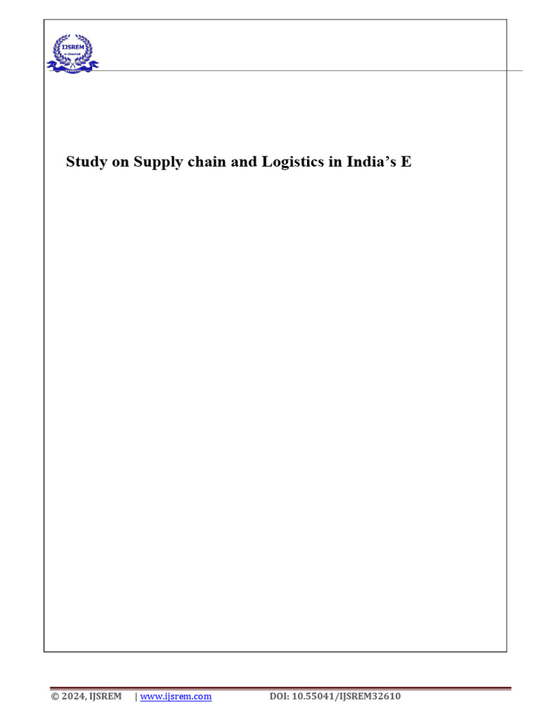 E-Commerce Logistics in India: A Study | PDF | Retail | E Commerce