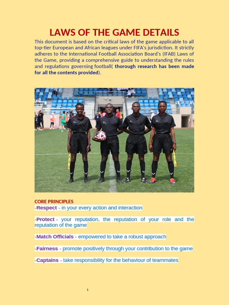FIFA Football Laws Overview Guide | PDF | Ball Games | Team Sports