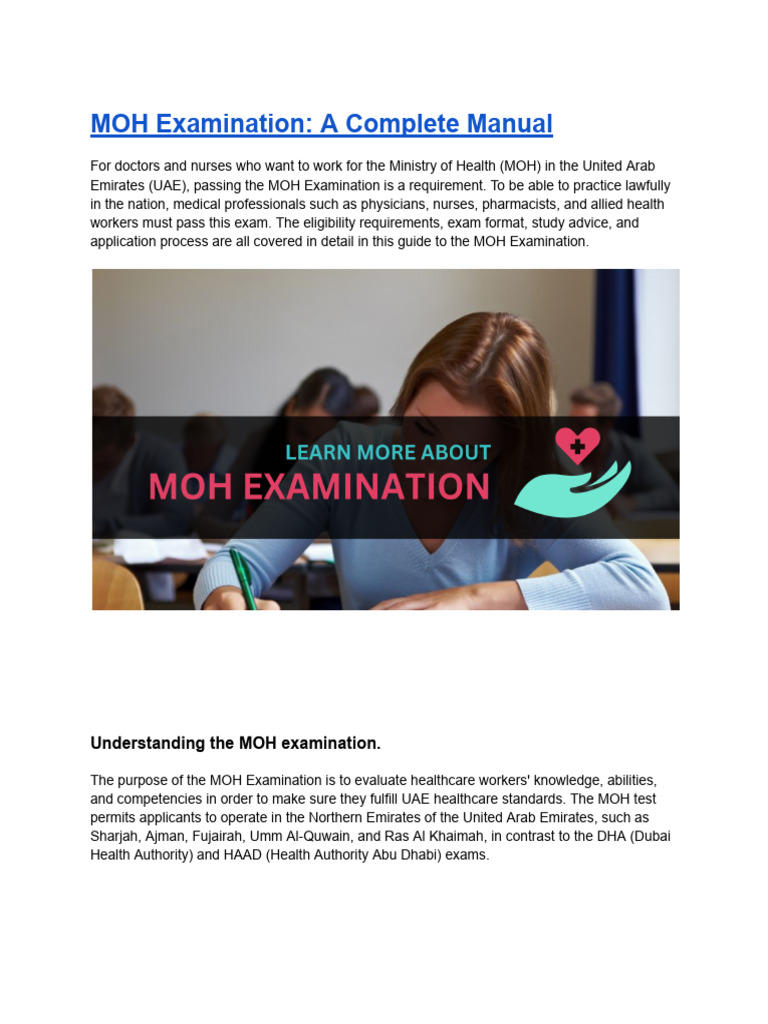 MOH Exam Guide for Healthcare Professionals | PDF | Medicine | Pharmacist