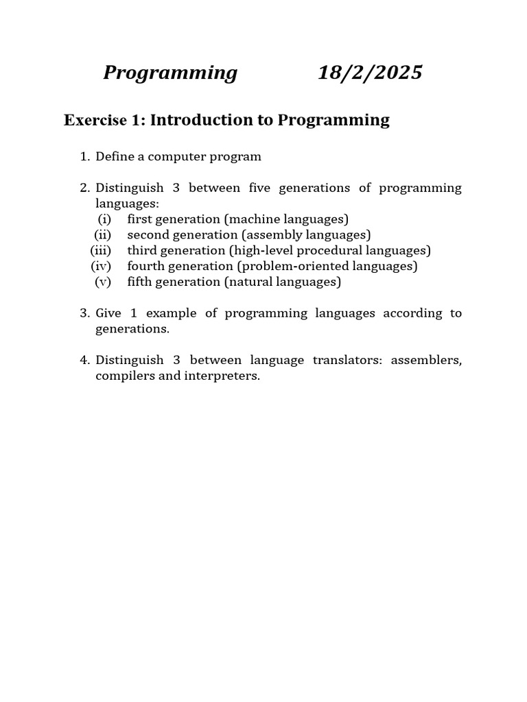 1 Intro To Programming | PDF