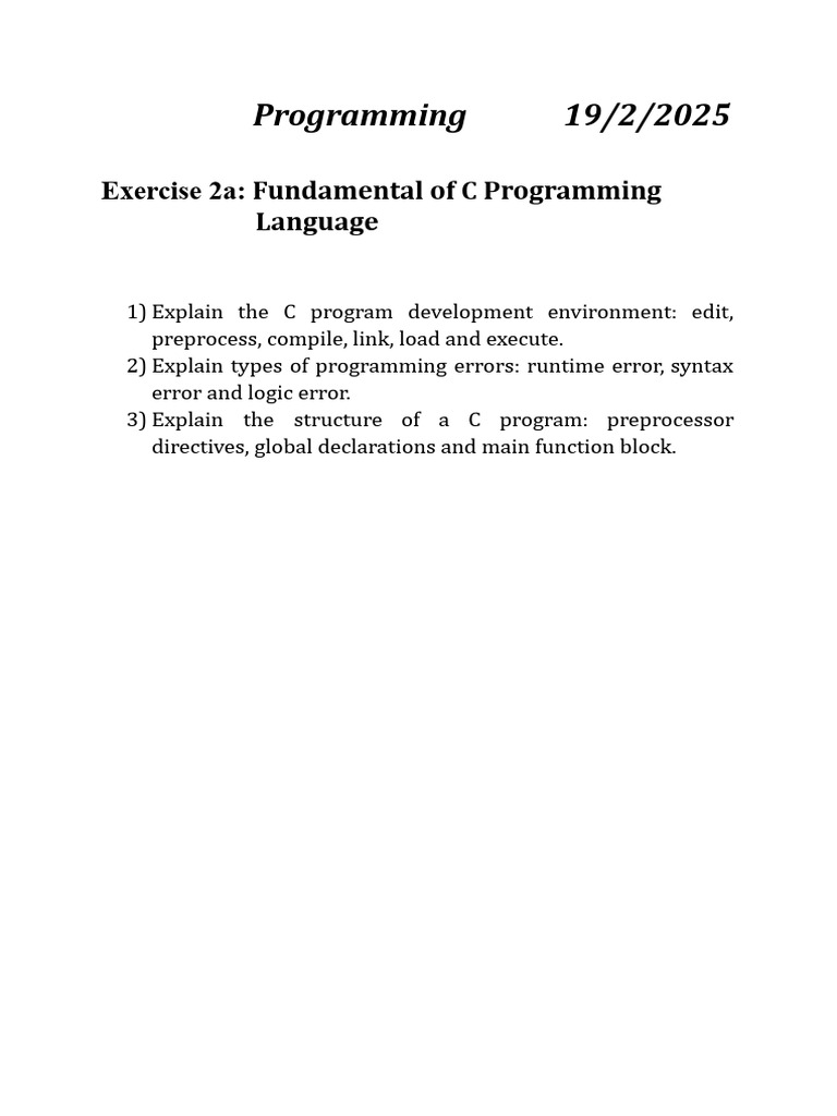 2a Fundamentals of C Programming | PDF