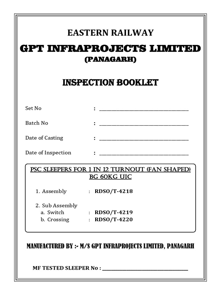 PSC Sleepers Measurement Sheet 1:12 | PDF | Rail Transport