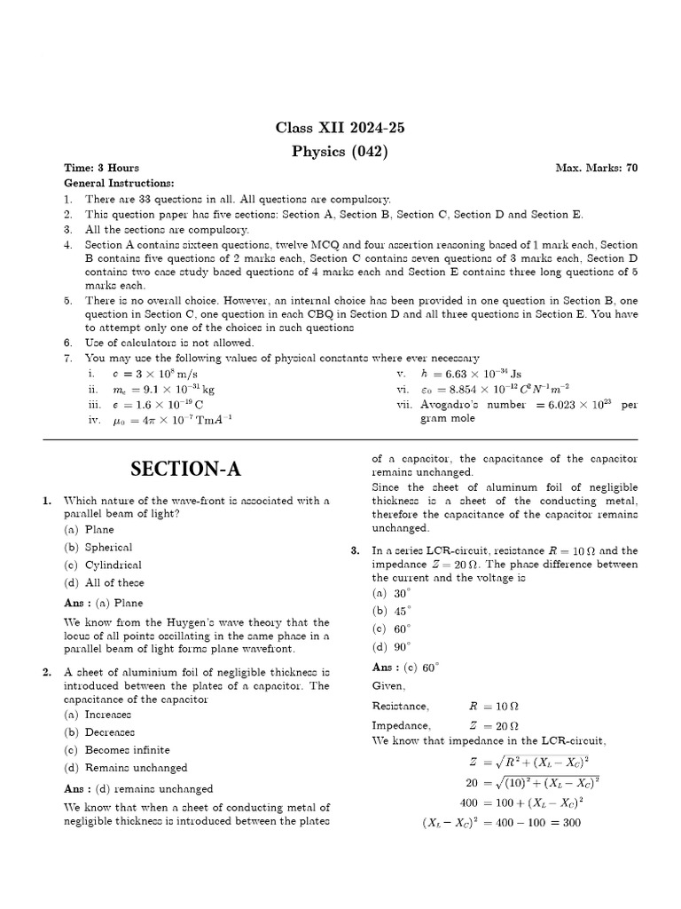 Physics NODIA With Soln 17 | PDF | Diode | Inductor
