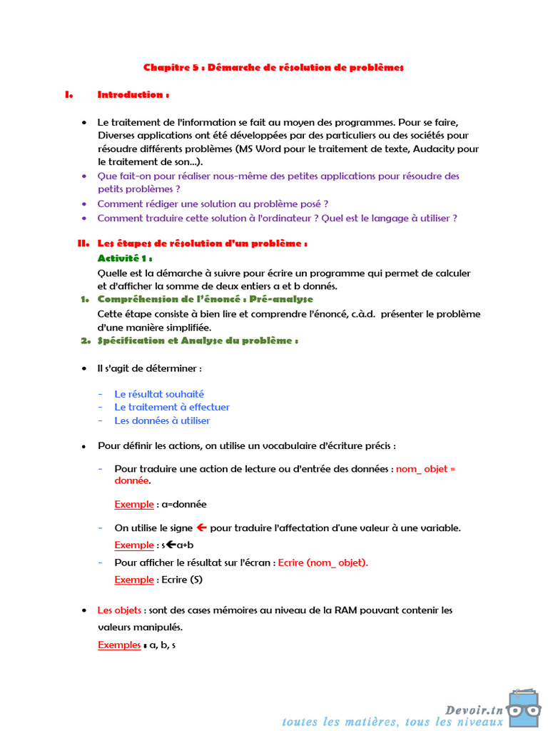 Résolution de problèmes en programmation | PDF | Programme informatique ...