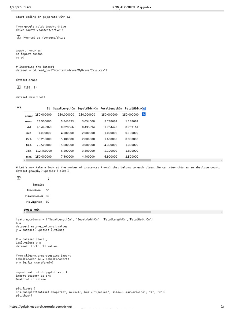 KNN Classifier on Iris Dataset | PDF | Statistical Classification ...