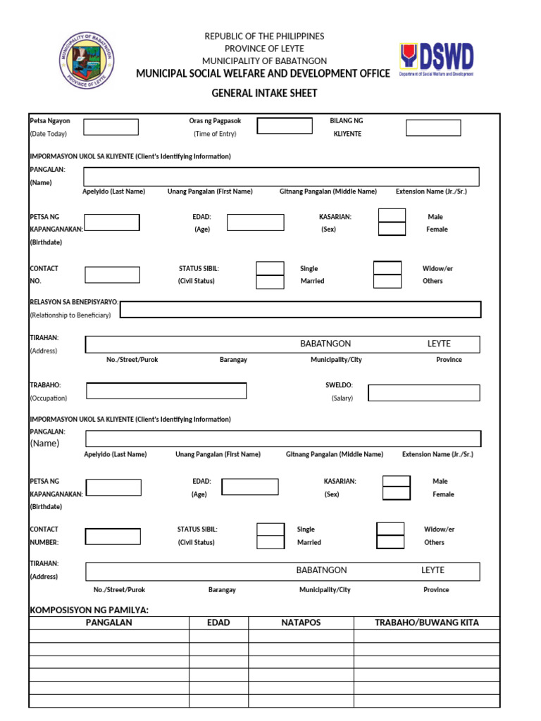 Local Guide Program Client Intake Form | PDF | Social Policy | Welfare