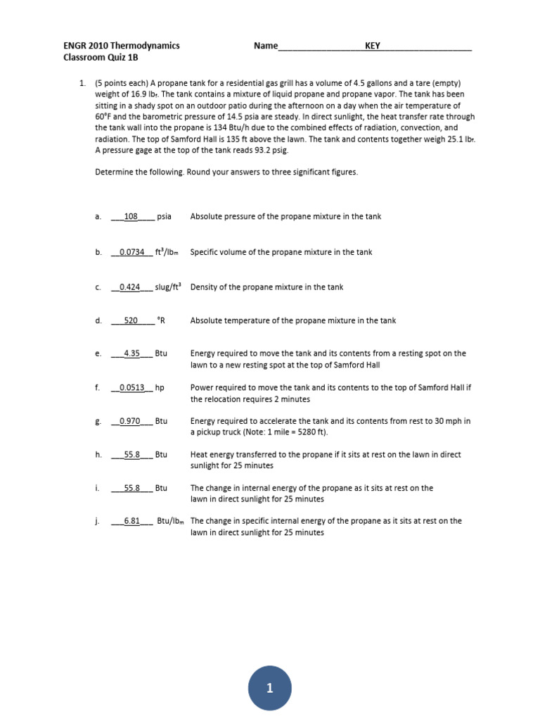 ENGR+2010+Classroom+Quiz+1B+Spring+2025+-+Key | PDF | Gases | Pressure