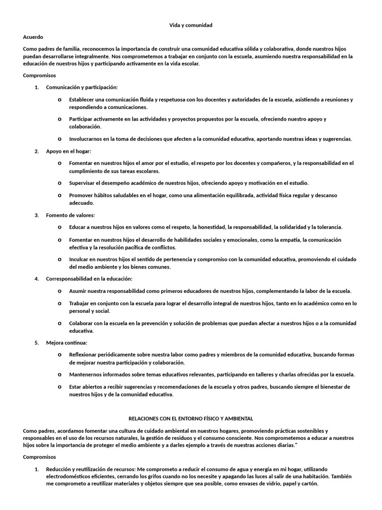 Compromisos de Padres en Educación y Medio Ambiente | PDF | Residuos ...