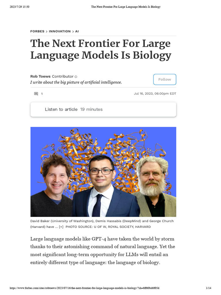 The Next Frontier For Large Language Models Is Biology | PDF | Proteins ...