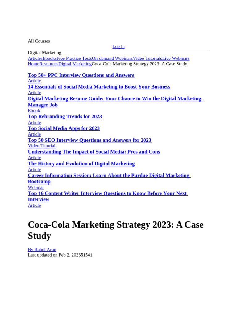 Coca-Cola Marketing Strategy 2023 Guide | PDF | Coca Cola | The Coca ...