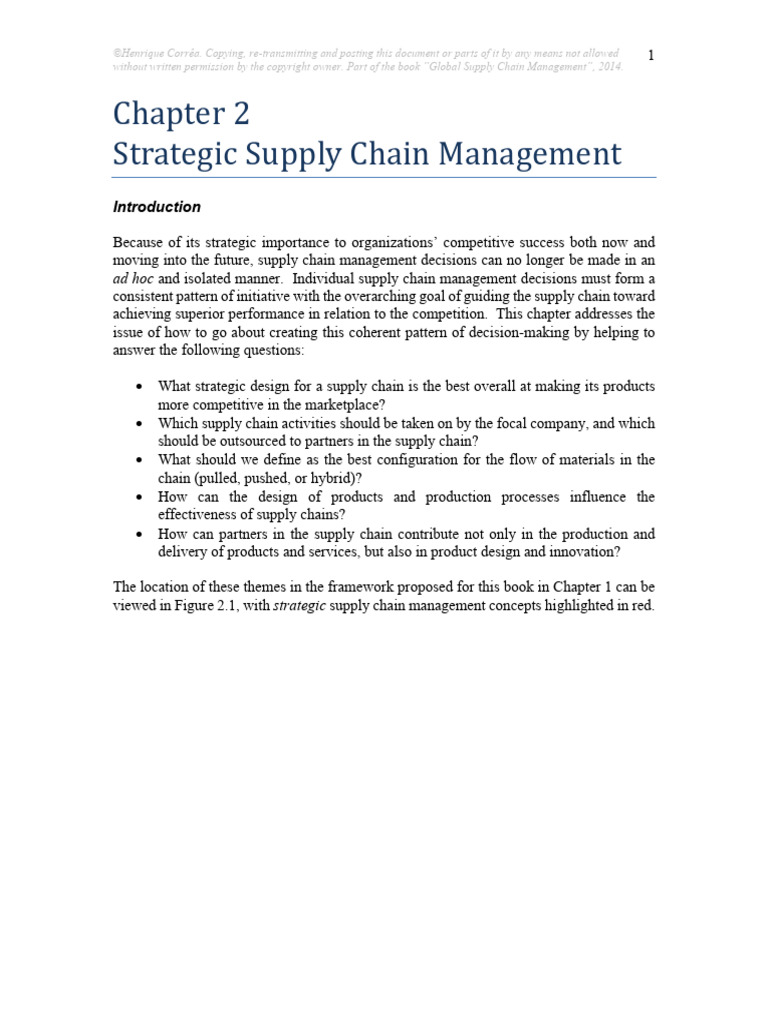 Chapter 2 - Strategic supply chain management (1) | PDF | Strategic ...