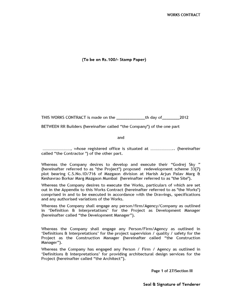Subsec III - Works Contract Conditions FINAL | PDF | Taxes | Indemnity