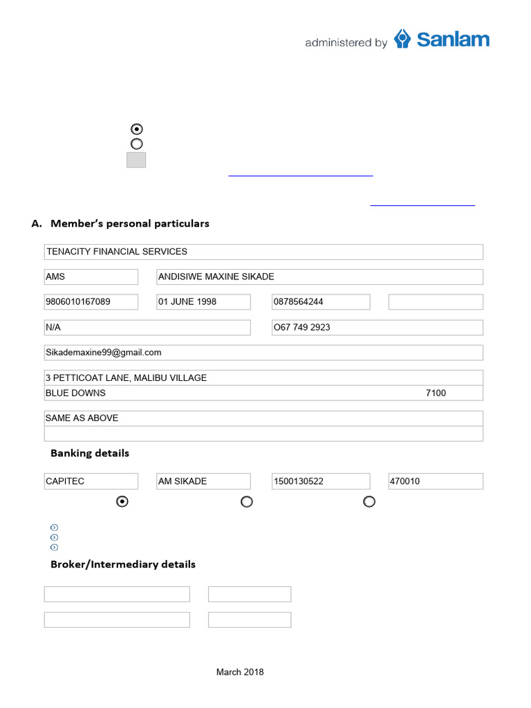 Sanlam Umbrella Fund Claim Form 2018 | PDF | Life Annuity | Pension
